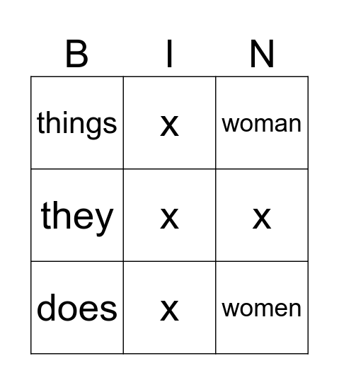 Module 7 Bingo Card