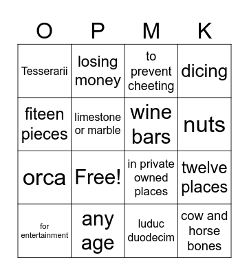 GAMBLING Bingo Card