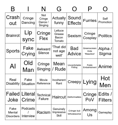 1 Hour FUNSESH Bingo Card