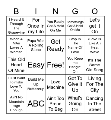 Motown Bingo Card