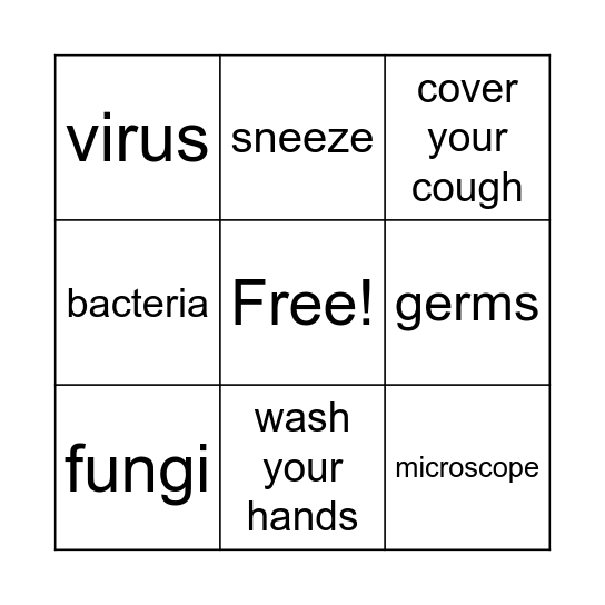 Germs Bingo Card