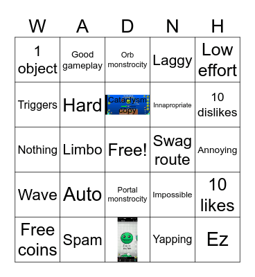 Gd recent tab Bingo Card