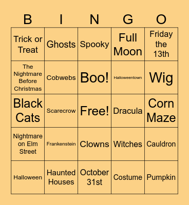 Halloween BINGO Card