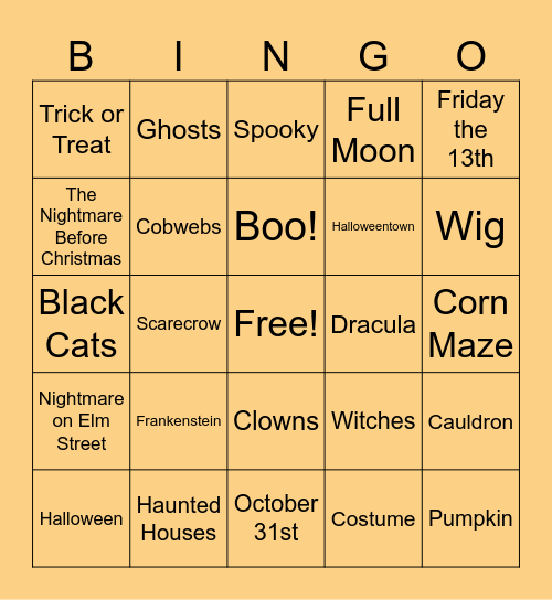 Halloween BINGO Card