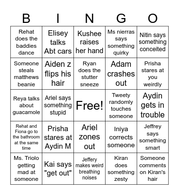 8A BINGO Card