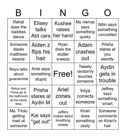 8A BINGO Card