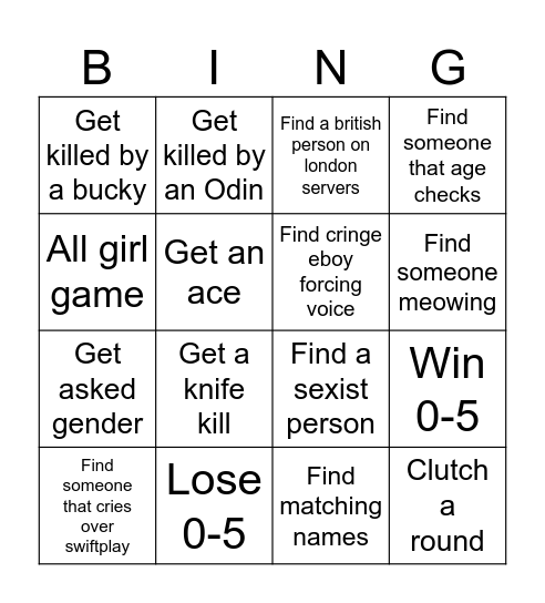 VALORANT BINGO Card