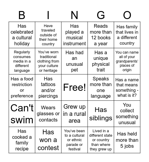 Team Learning Bingo Card