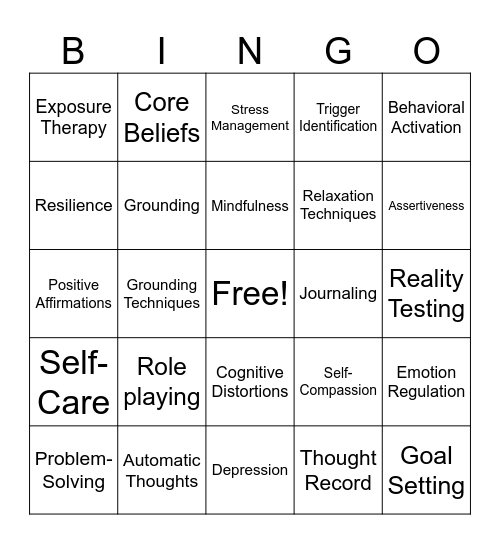 CBT Bingo Card