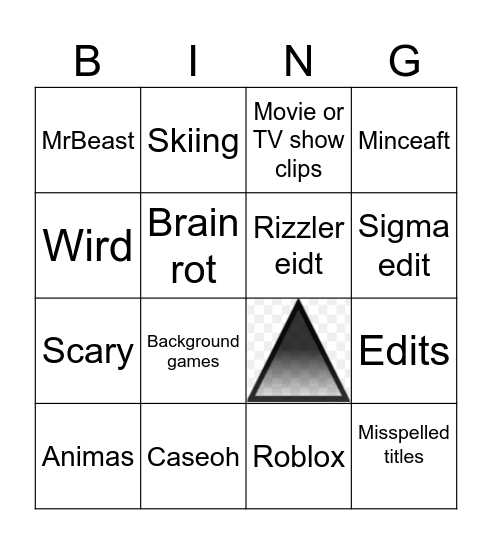 YouTube short Bingo Card