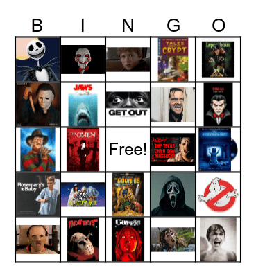 SCARY MOVIE BINGO Card