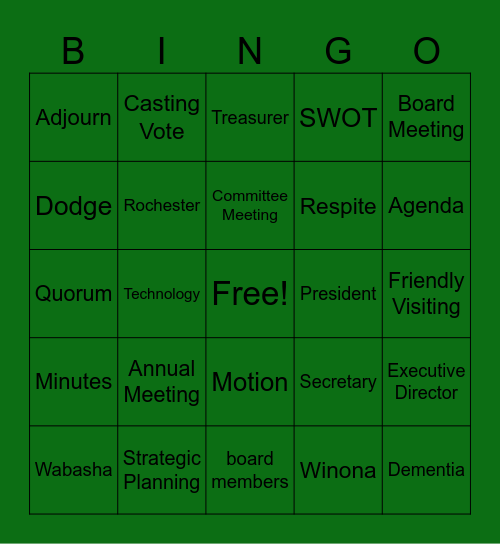 Meetings Bingo Card