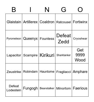 Cassette Beast Bingo Card