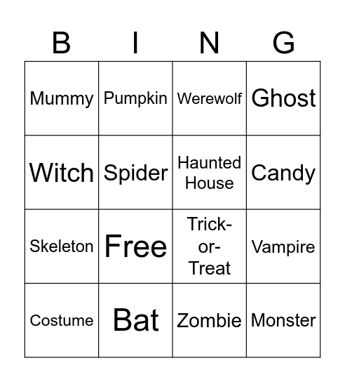 Halloween Bingo Card