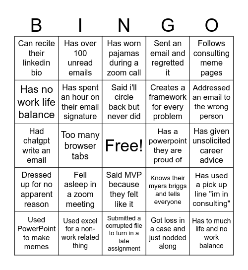 CCG Bingo Card