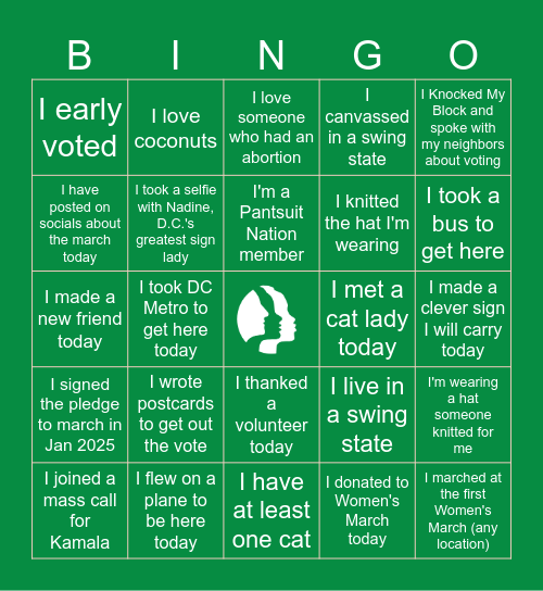 WE WON'T GO BACK Bingo Card