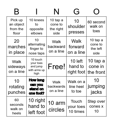 Physical Therapy Bingo Card