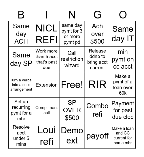 Collection Bingo Card