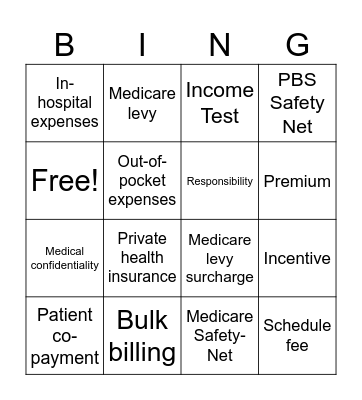 Australia's Health System Bingo Card