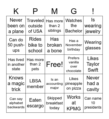 LBSA Skills Workshop Bingo Card