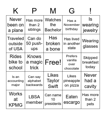 LBSA Skills Workshop Bingo Card
