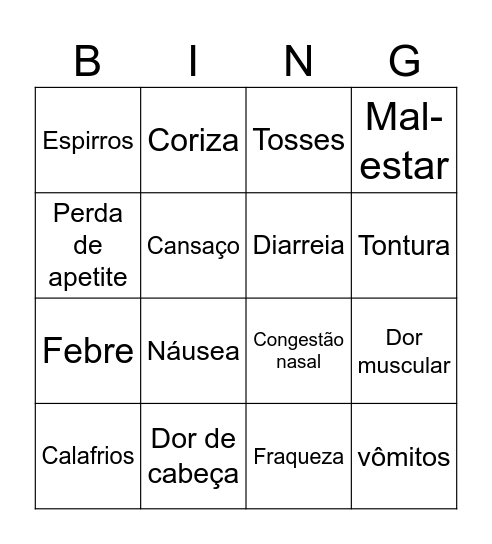 Influenza B Bingo! Bingo Card