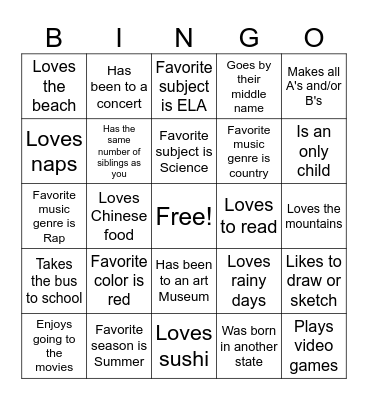 Ice Breaker Bingo Card