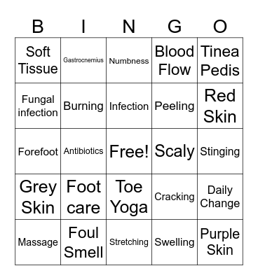 Foot Care Bingo Card