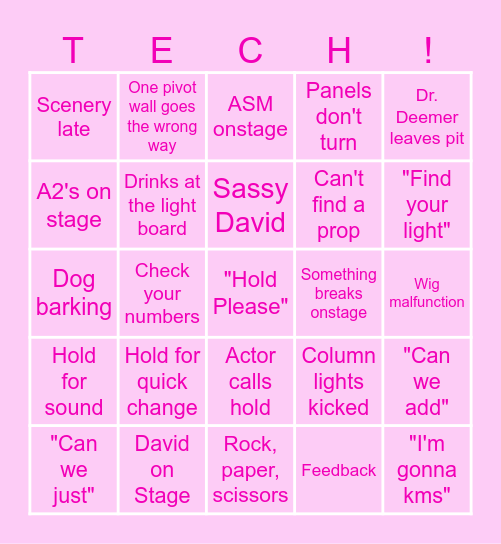 Legally Blonde Tech Bingo Card