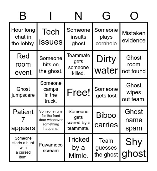 Advent Phasmo Bingo Card