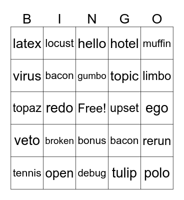 open/closed Bingo Card