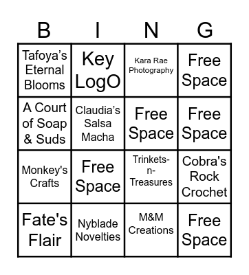Treasure Walk Craft Show BINGO! Bingo Card