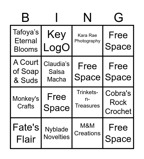 Treasure Walk Craft Show BINGO! Bingo Card