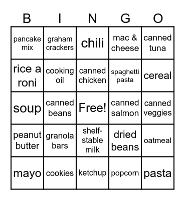 DONATION Bingo Card