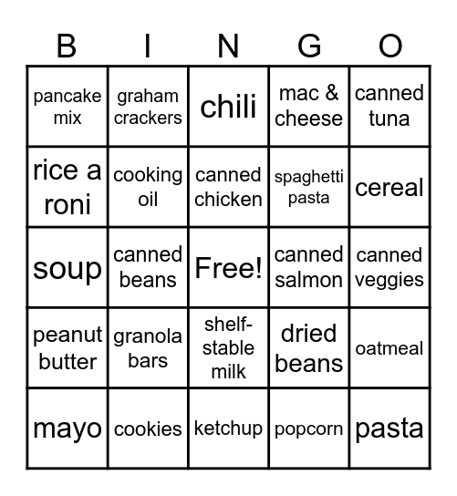 DONATION Bingo Card