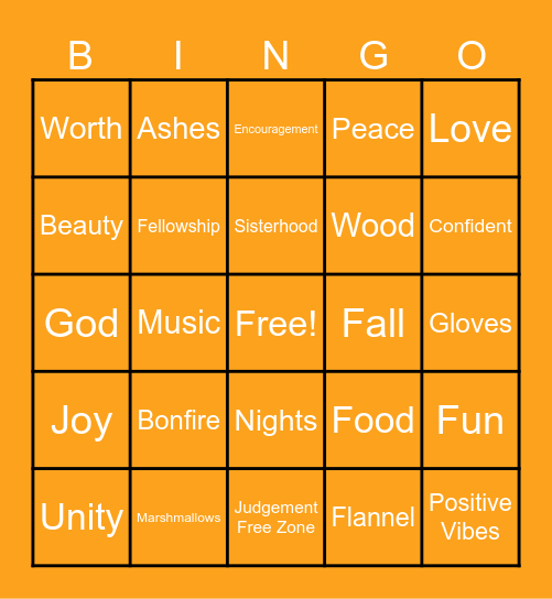 Bonfire Bingo Card