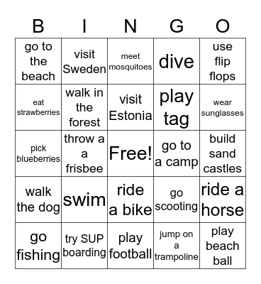 Did you...? Yes, I did./No, I didn't. Bingo Card