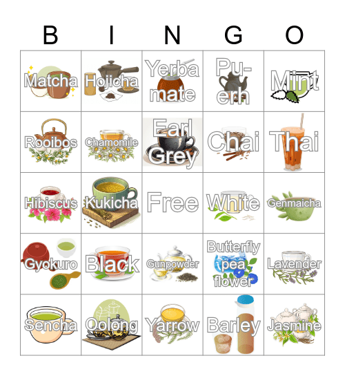 Tea Club Bingo Card