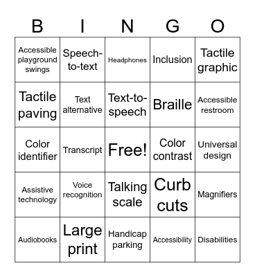Accessibility Bingo Card