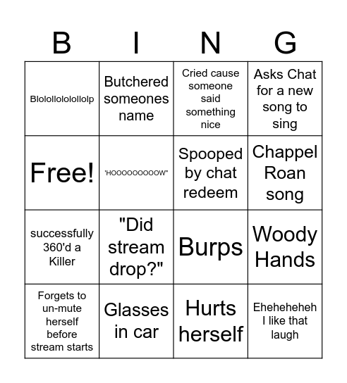 Cyra Bingo Card