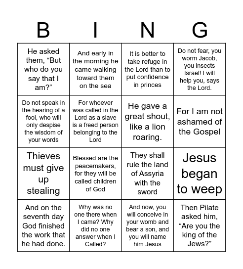 Scripture Bingo Card