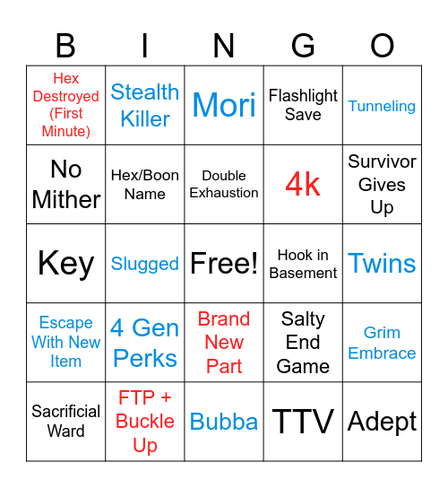 Dead by Daylight Bingo Card