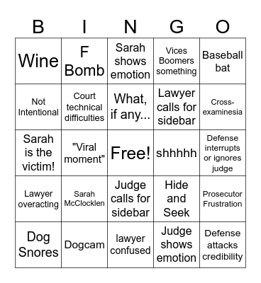 Boone's Big Bad Bingo Bonanza Bingo Card