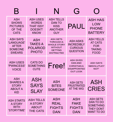 ASHLEY Bingo Card