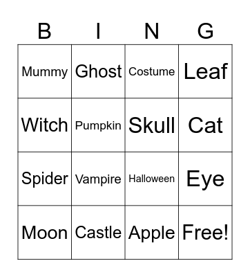 Halloween Bingo Card