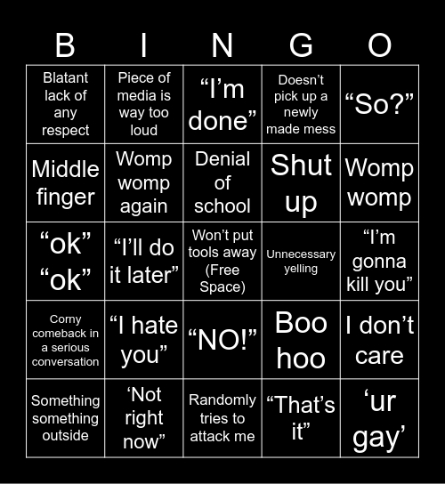 Daniel Bingo Card