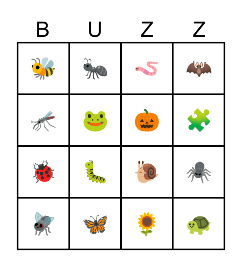 Malachi's BugDay BINGO Card