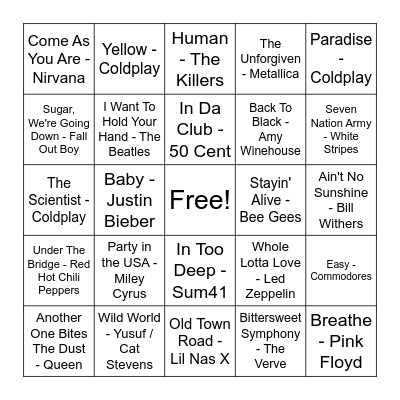 PAT'S REGGAE RUMBLE Bingo Card