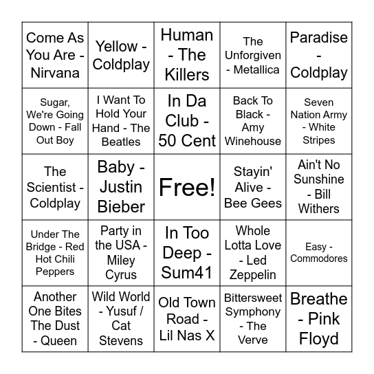 PAT'S REGGAE RUMBLE Bingo Card