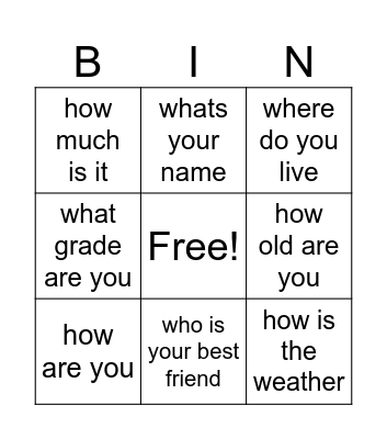 Untitled Bingo Card